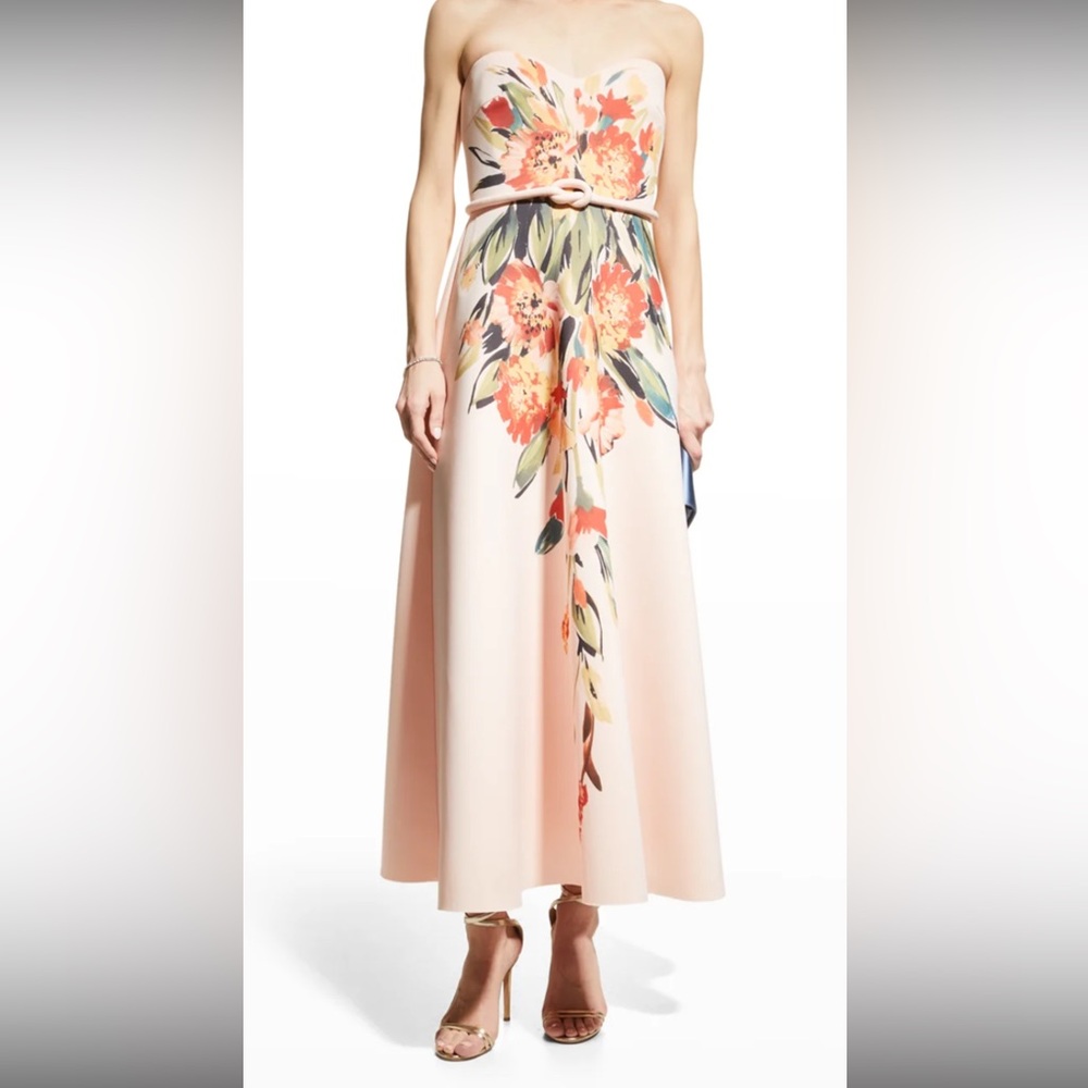 Badgley Mischka Peach Floral Maxi Skirt